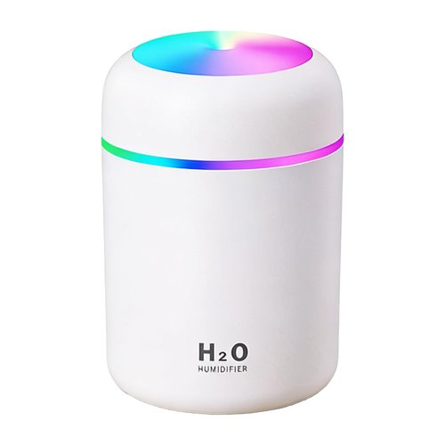 300ml USB Cool Mist Small Humidifier with Colorful Lights,Portable Mini Humidifier, Perfect for Bedroom, Office, Plants, travel & Car, White