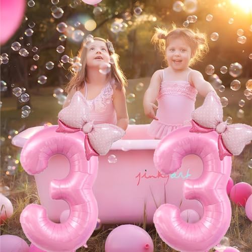 Pink Number 10 Balloon Set with Bow - 40 Inch Jumbo Birthday Decoration
