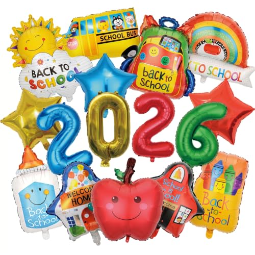16-Piece 2026 Back to School Foil Balloon Set for Classroom Decorations