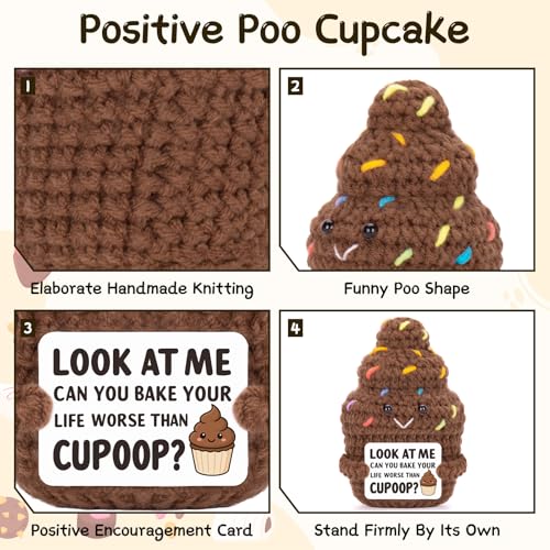 FunisFun Positive Poo Cupcake Crochet Doll with Inspiration Card