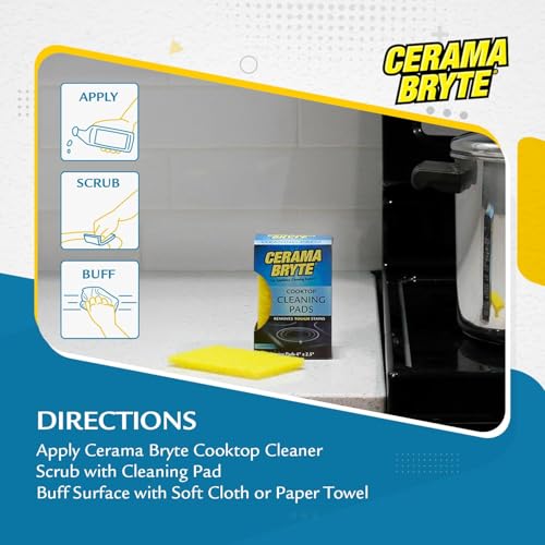 Cerama Bryte Cooktop Cleaning Pads - 10 Non-Abrasive Scrubbing Pads for Glass & Ceramic Surfaces