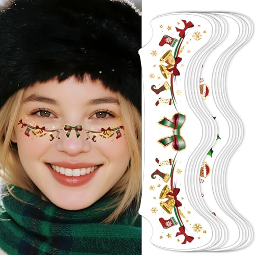 Metuu Christmas Glitter Freckle Temporary Tattoos, 12 Sheets