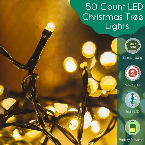 Battery Operated Christmas String Lights 50 LED with 8 Modes & Timer