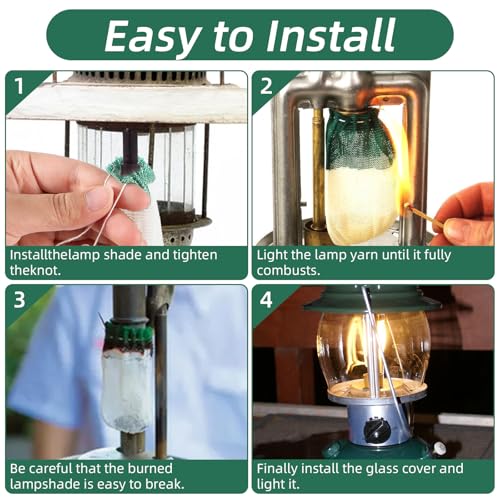 10Pcs Cotton Yarn Tie-Down Lampshades for Propane Lanterns, Coleman Lantern Mantles, Ropane Lantern Mantle 3.9x3.1in£¨White/Green£©