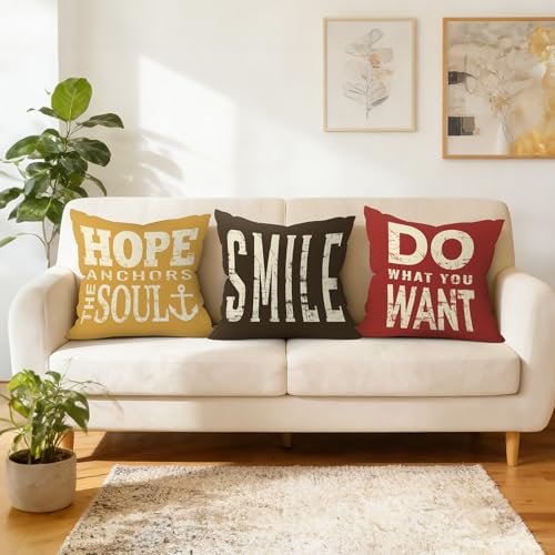 Minimalist Quotes Throw Pillow Covers - Set of 4, 18x18 Inches
