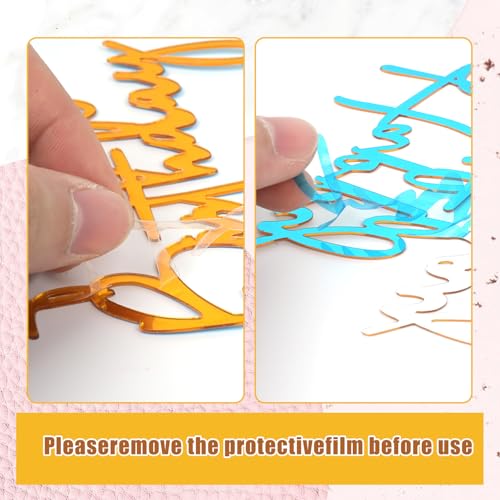 10 Pcs Gold Happy Birthday Cake Toppers - Mirror Acrylic Decor