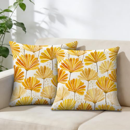 18x18 Linen Pillow Covers Set of 2 - Decorative Floral Cushion for Home