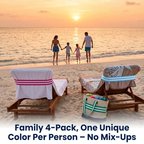 Acinnox Beach Towel Bands for Cruise Chairs, 4-Pack Elastic Straps
