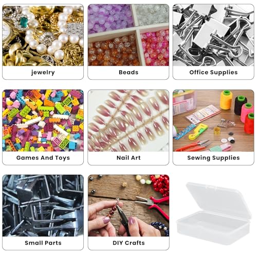 8 Pcs Mini Plastic Storage Containers with Lids - 4x3x1 Inch Clear Organizers for Crafts, Jewelry, and Small Items