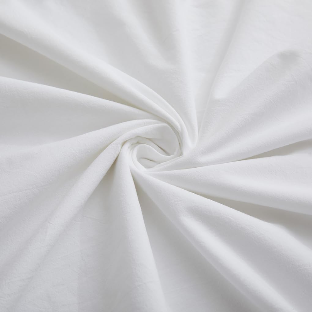 Regine Switzerland 100% Washed Cotton Duvet Cover - Breathable White Bedding Set, Queen Size 90x90 Inches