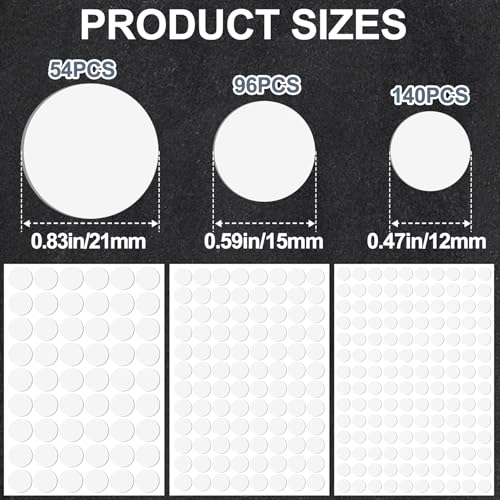 290pcs White Self-Adhesive Screw Cover Stickers - 3 Sizes Furniture Decals