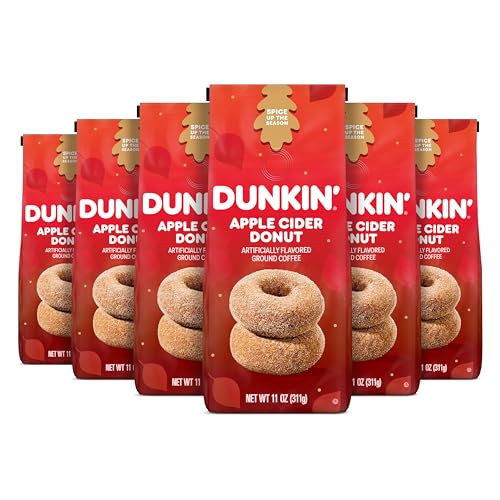 Dunkin' Apple Cider Donut Ground Coffee, Medium Roast, 11 oz (Pack of 6)