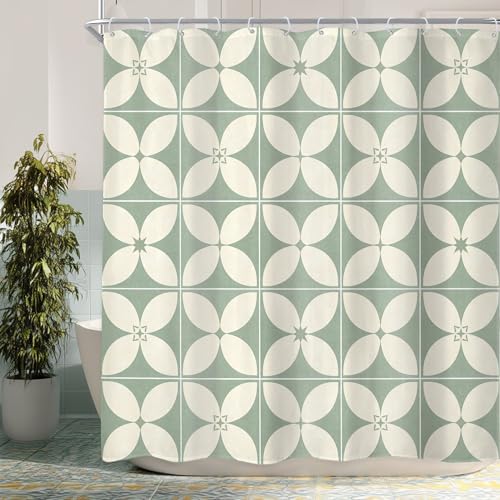 Geometric Boho Bathroom Shower Curtain Set - 72x72 in Waterproof
