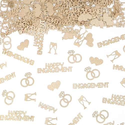 Gold Champagne Happy Engagement Confetti Decorations for Party & DIY Crafts