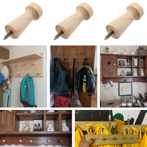 12 Pcs Solid Wood Shaker Peg Hooks for Hanging Clothes & Towels