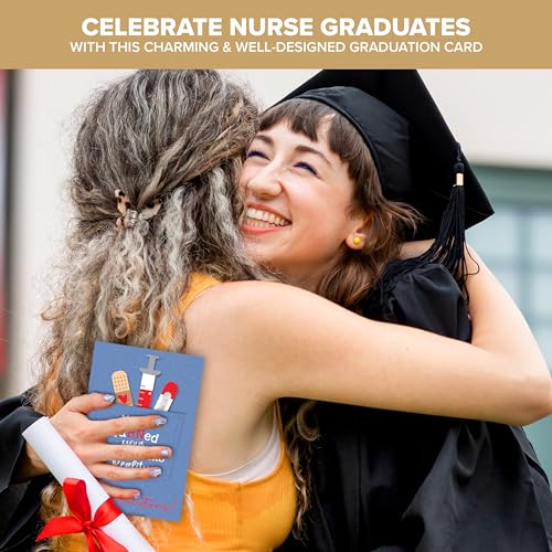 Red Foiled Nurse Graduation Card 5x8in with Envelope & Stickers