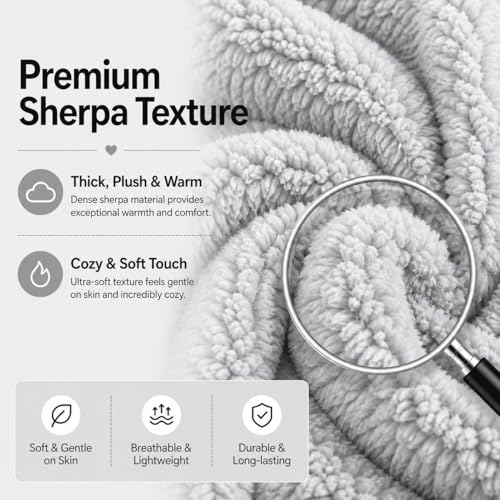 Reafort Silver Grey Sherpa Body Pillow Cover 21"x54" with Zipper