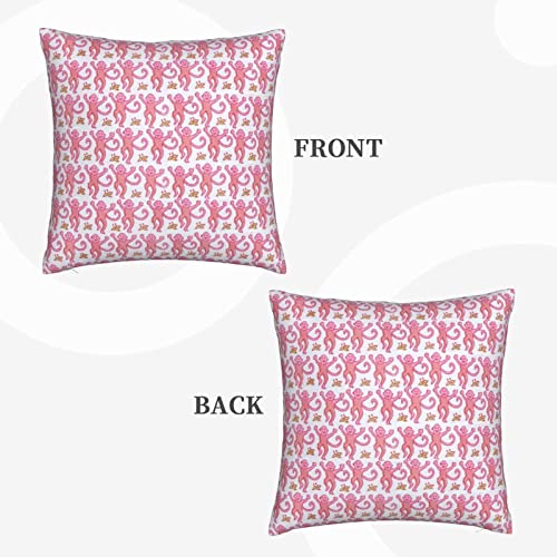 Dycica Velvet Pink Rabbit Monkeys Throw Pillow Cover 18"