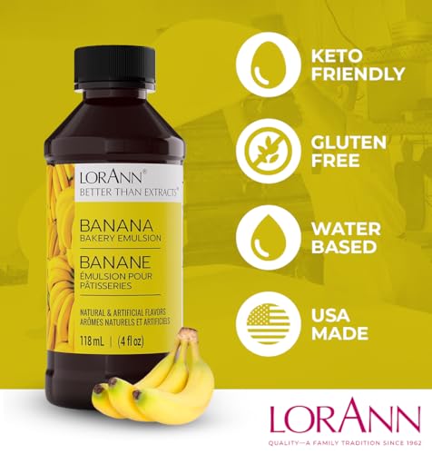LorAnn Banana Bakery Emulsion - Gluten-Free & Keto-Friendly Flavoring for Cakes, Cookies & Desserts