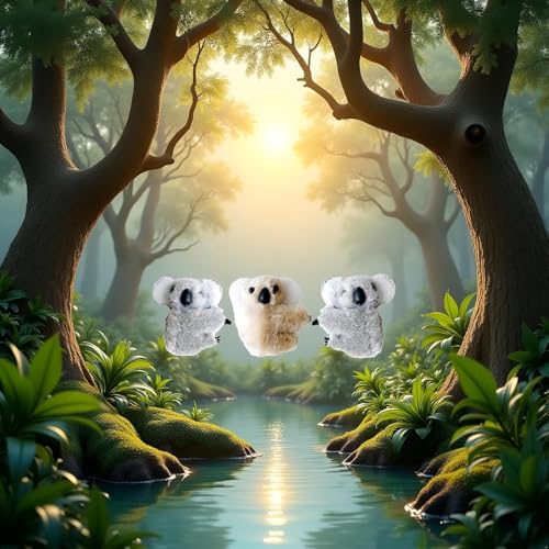 Plush Koala Hair Claw Clips Set of 3 Cute Cartoon Mini Hair Barrettes