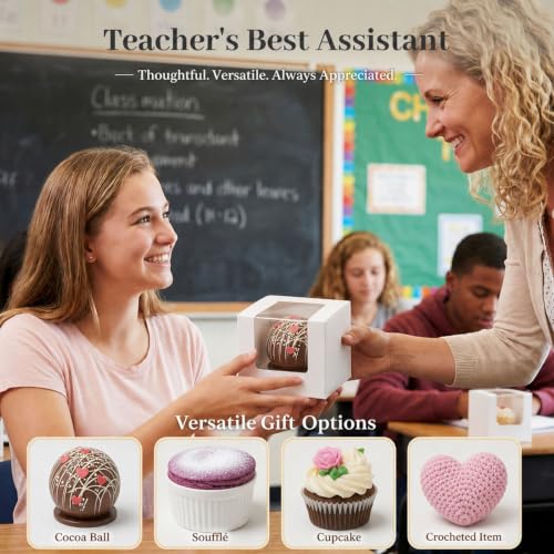 VGOODALL 20PCS White Cupcake Boxes with Window & Inserts - 3.5"