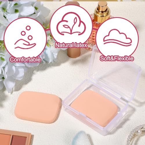 Aeaocvo 2 Pcs Rectangle Makeup Sponges with Case for Flawless Foundation
