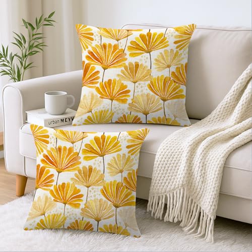 18x18 Linen Pillow Covers Set of 2 - Decorative Floral Cushion for Home