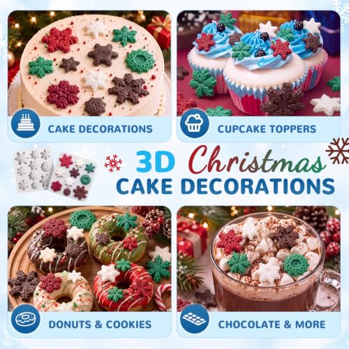 Gray 2-Pack 3D Snowflake Silicone Mold for Cake and Craft Decorations