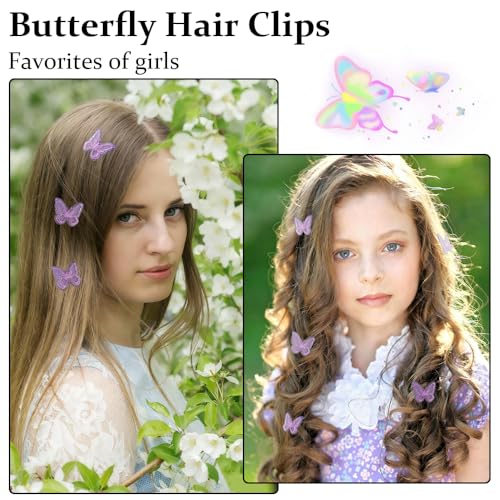 TODDER 16 Pcs Purple Butterfly Hair Clips, Y2K Fairy Hair Accessories