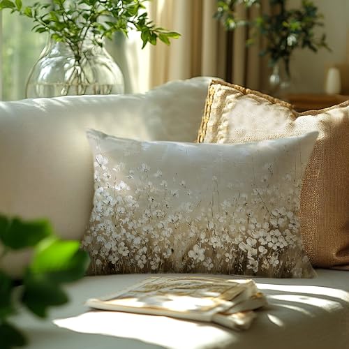 Rustic Floral Pillow Cover 20x12 - Double-Sided Soft Flannelette