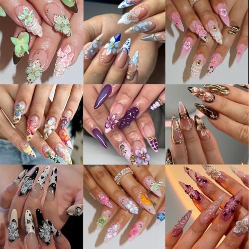 3D Flower & Butterfly Nail Charms Set - 100+ Pcs Summer Gel Nail Gems