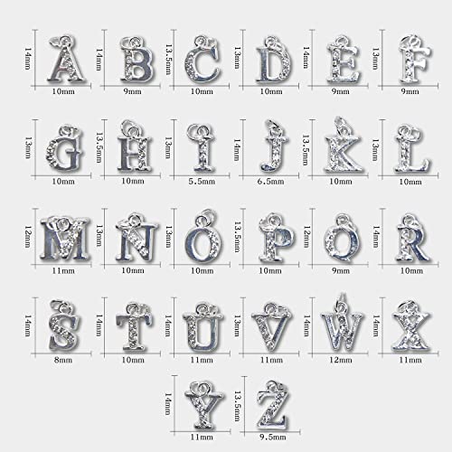 Vezocim Silver Letter Nail Art Decorations 26 A-Z Alloy Alphabet Rivets