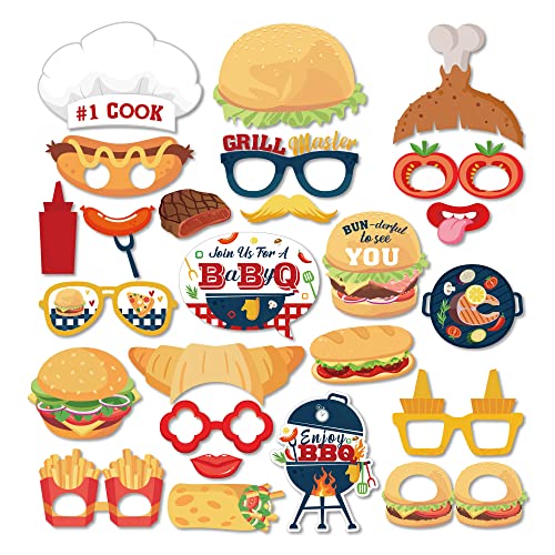 25-Piece Burger BBQ Photo Booth Props Set for Fun Parties