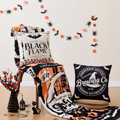 Set of 4 Vintage Halloween Pillow Covers 18x18 - Hocus Pocus Design