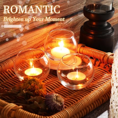 48 Pcs Clear Glass Votive Candle Holders Bulk for Wedding Event Decor