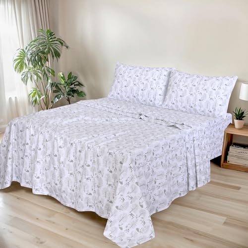 Reindeer Rush Organic Cotton Flannel Bed Sheet Set Full Size