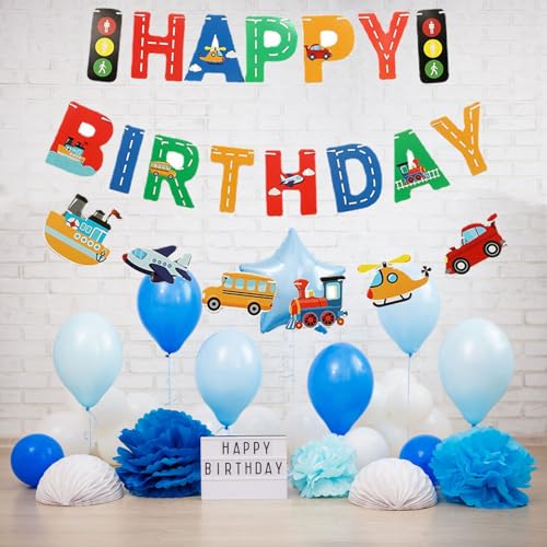 Traffic Light Engineering Vehicle Birthday Banner Set - 4 Pack
