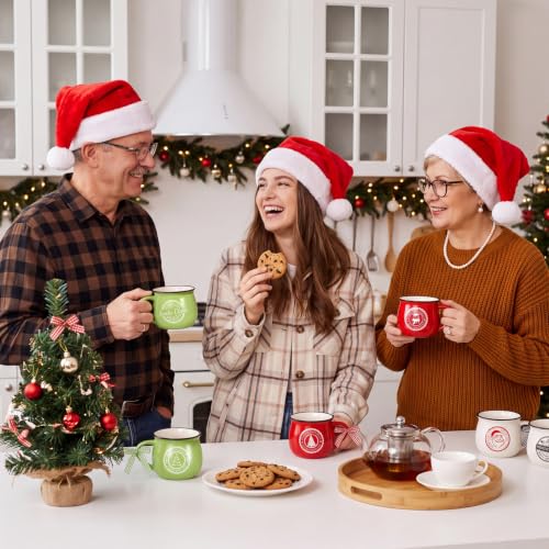 Sawysine Santa Style Christmas Coffee Mug Set - 6 Pack, 12 oz Ceramic Holiday Decor