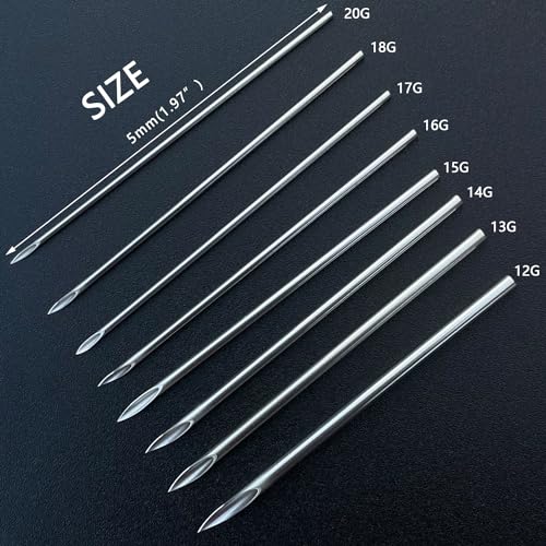 WOLAYI 40PCS Mixed Body Piercing Needles Sterile Stainless Steel Assorted Sizes