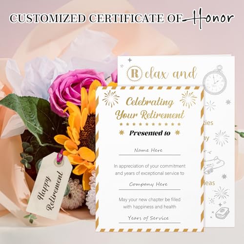 Happy Retirement Greeting Card Set with Gold Certificate and Envelope