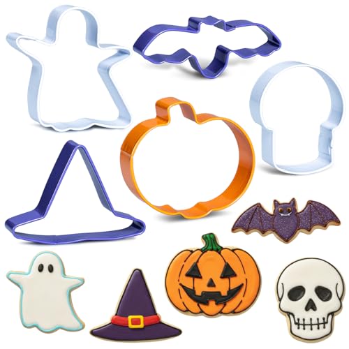 Halloween Cookie Cutters Set - 5 Stainless Steel Shapes for Baking