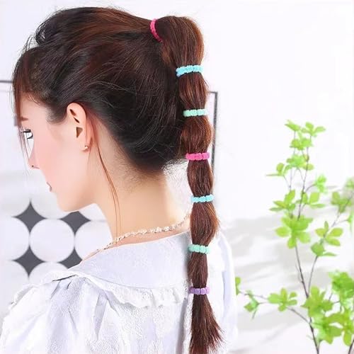 Tihzheoy 500 PCS Multicolor Cotton Hair Ties - Soft No-Crease Baby & Kids Hair Elastics