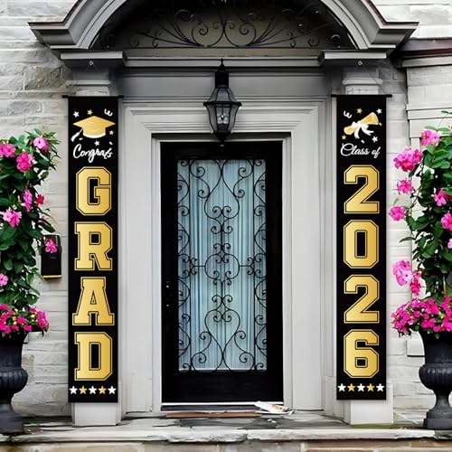 Graduation Door Banner Set - GRAD & Class of 2026, 71x12 in