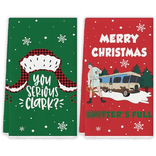 Funny Christmas Kitchen Towels - Super Absorbent Dish Towels for Holiday Decor