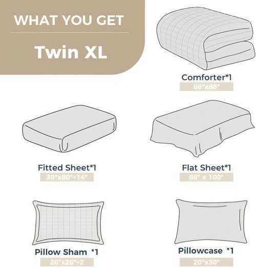 HYMOKEGE Twin XL Comforter Set - Luxury 5-Piece Seersucker Bedding in Lake Blue | All-Season Comfort