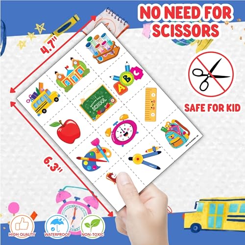 144PCS Back to School Party Favors with Temporary Tattoos & Slap Bracelets
