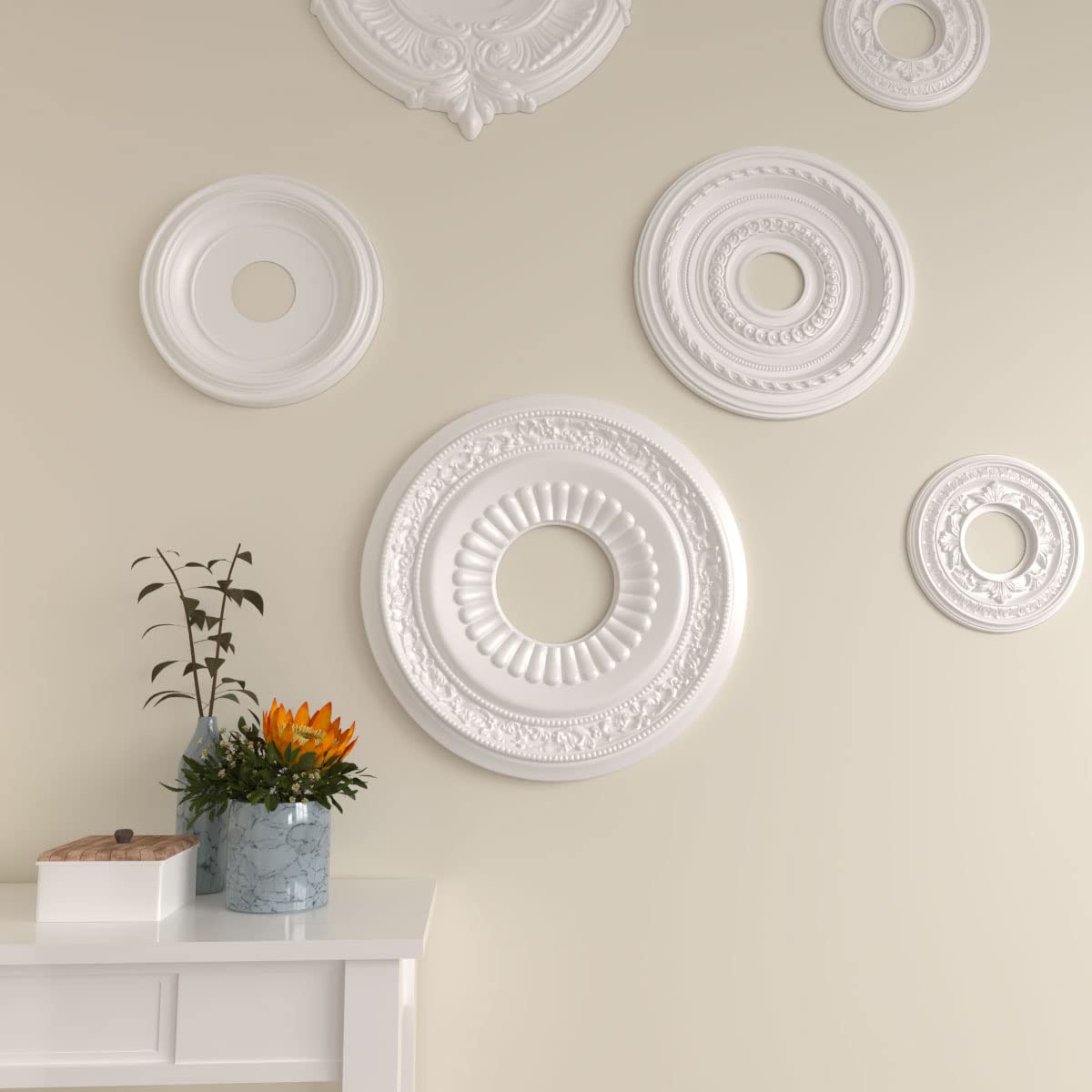Ekena Millwork CM20LN 20 5/8-Inch OD x 6 1/4-Inch ID x 1 3/8-Inch P Lauren Ceiling Medallion