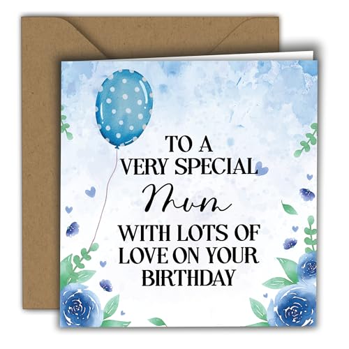 Timeless Birthday Card with Watercolor Flowers & Balloon - 5.9x5.9 in