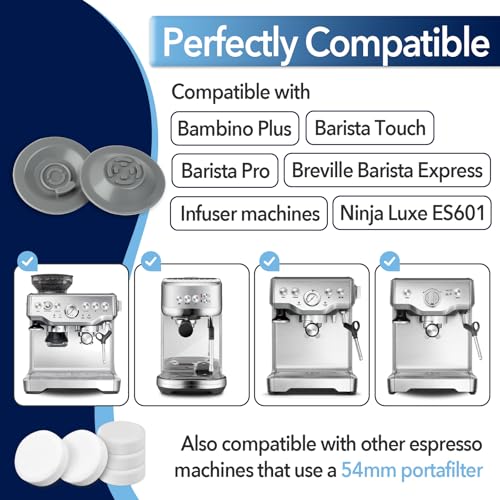 14-Pack Breville Espresso Cleaning Tablets & 2 Silicone Backflush Discs - White
