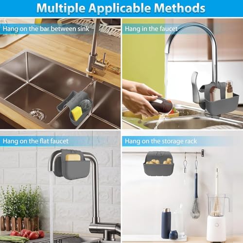 Dark Grey Silicone Sponge Holder Caddy for Kitchen Sink